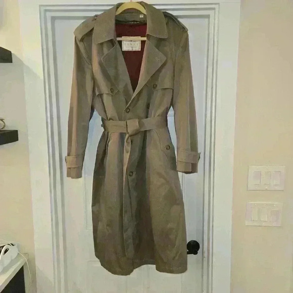 VTG London Fog Towne Double Breasted Winter Zip Out Lining Rain Taupe Size 42R - Picture 1 of 13